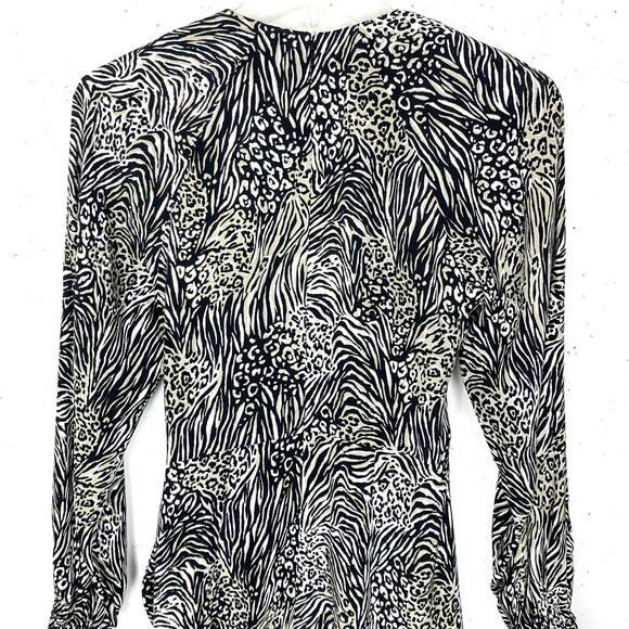 & Other Stories Flowy Leopard Print Mini Dress Puff Sleeves Side Tie Skirt 4 - Picture 16 of 16